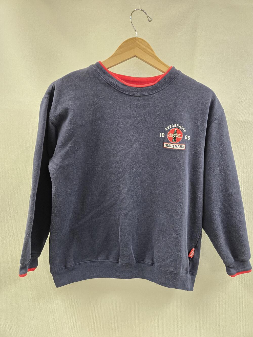 Coca-Cola Sweatshirt Youth Medium Blue Pullover Refreshing 1886 Logo Crewneck